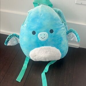 Squishmallows Blue Teal Narwhal Plush Backpack